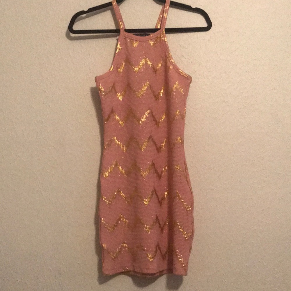 Cute tight little pink with gold dress